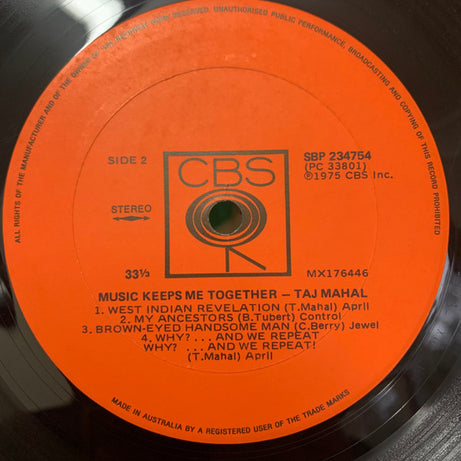 Taj Mahal : Music Keeps Me Together (LP, Album, Ora)