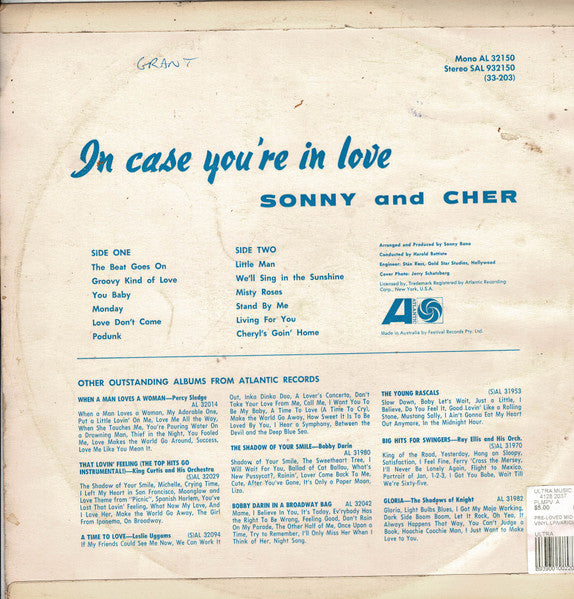 Sonny & Cher : In Case You're In Love (LP, Album, Mono)