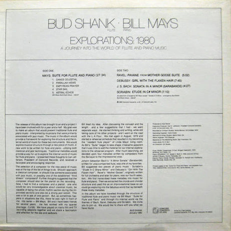 Bud Shank - Bill Mays : Explorations: 1980 (LP, Album)