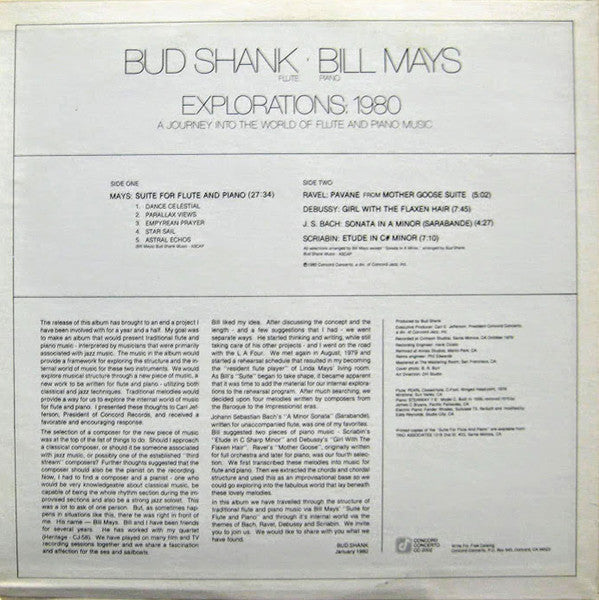 Bud Shank - Bill Mays : Explorations: 1980 (LP, Album)