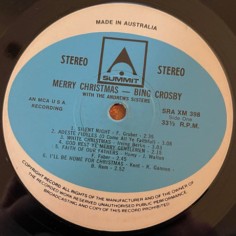 Bing Crosby : Merry Christmas (LP, Album, Mono, Alt)
