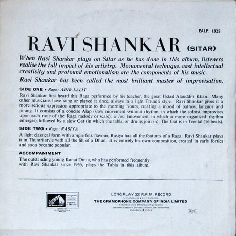 Ravi Shankar : Two Rāga Moods (LP, RE)