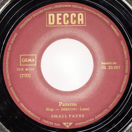 Small Faces : Patterns / E Too D (7", Single)