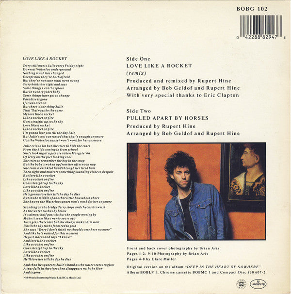 Bob Geldof : Love Like A Rocket (7", Single)