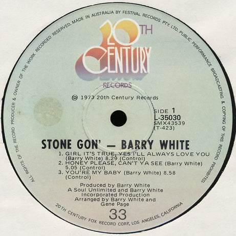 Barry White : Stone Gon' (LP, Album)