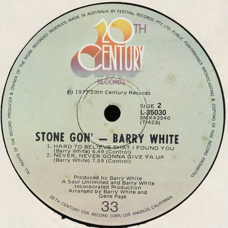 Barry White : Stone Gon' (LP, Album)
