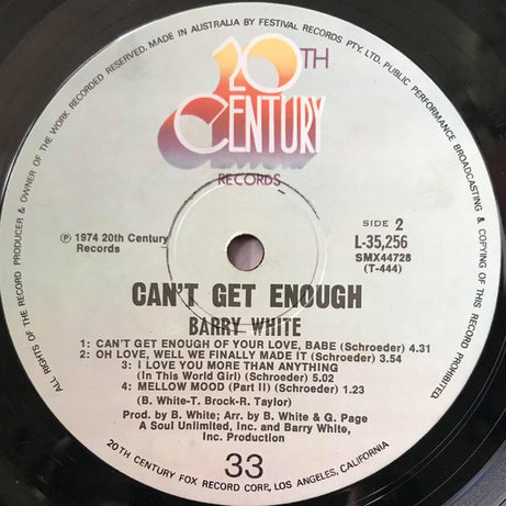 Barry White : Can't Get Enough (LP, Album)