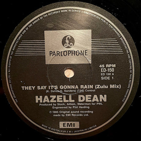 Hazell Dean : They Say It's Gonna Rain (12", Single)