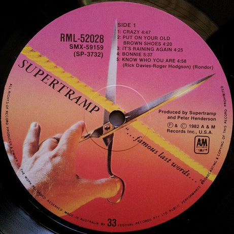 Supertramp : "...Famous Last Words..." (LP, Album)