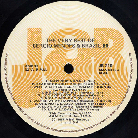 Sergio Mendes & Brazil '66* : The Very Best Of Sergio Mendes & Brazil '66 (20 Hits) (LP, Comp)