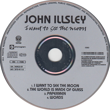 John Illsley : I Want To See The Moon (7" + CD, Single + Promo)