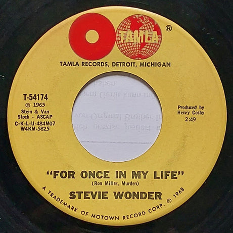 Stevie Wonder :  For Once In My Life / Angie Girl (7", Single)