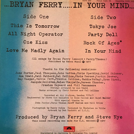 Bryan Ferry : In Your Mind (LP, Album)