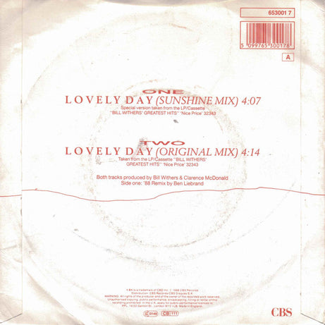 Bill Withers : Lovely Day (Sunshine Mix) (7", Single)
