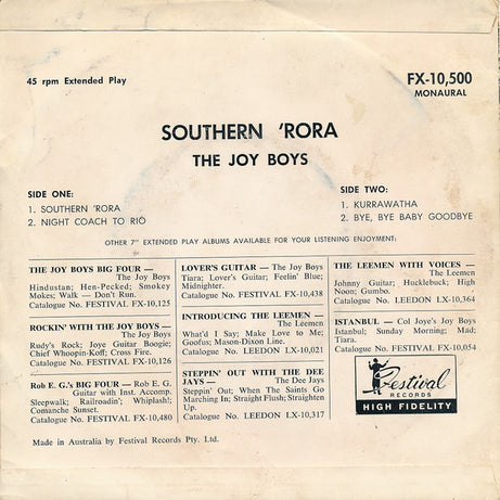 The Joy Boys : Southern 'Rora (7", EP)