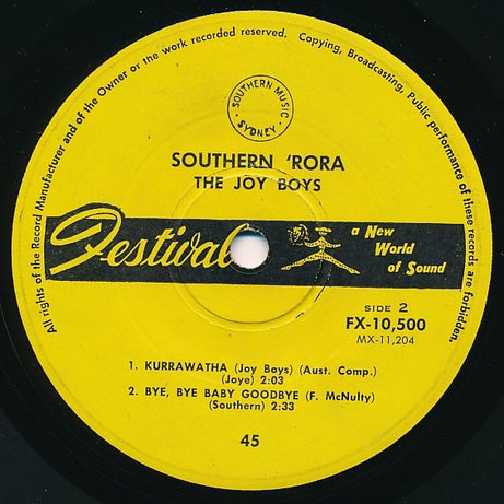 The Joy Boys : Southern 'Rora (7", EP)