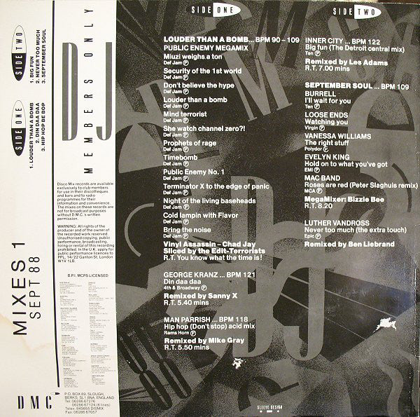Various : September 88 - Mixes 1 (12", P/Mixed)