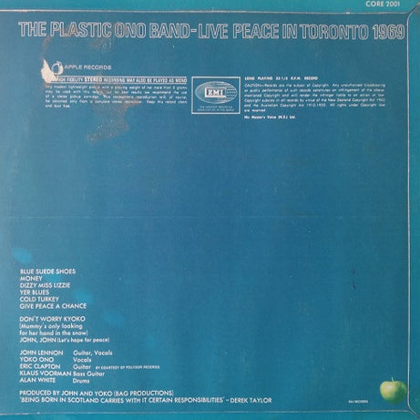 The Plastic Ono Band : Live Peace In Toronto 1969 (LP)