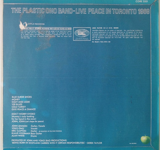 The Plastic Ono Band : Live Peace In Toronto 1969 (LP)