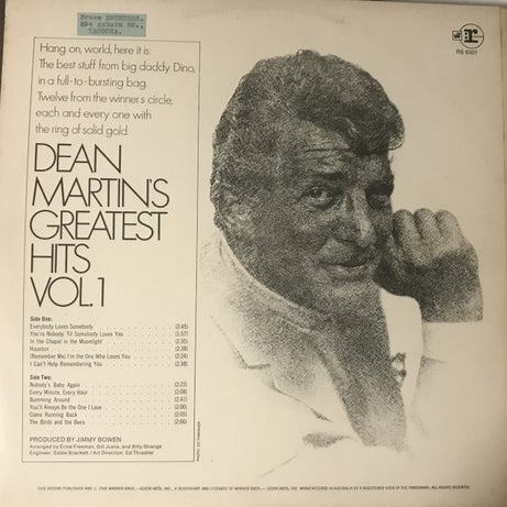 Dean Martin : Dean Martin's Greatest Hits! Vol. 1 (LP, Comp, RE)