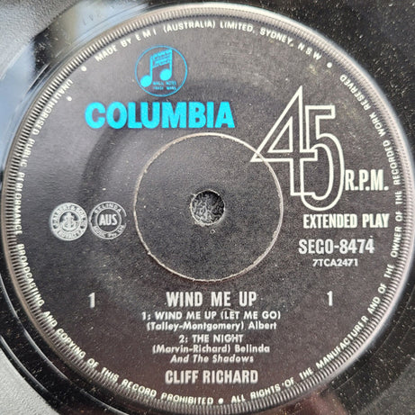 Cliff Richard : Wind Me Up (7", EP, Mono)