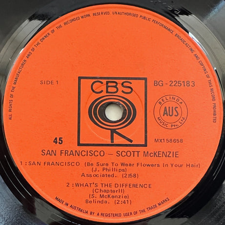Scott McKenzie : San Francisco (7", EP, Mono)