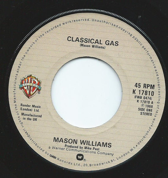 Mason Williams : Classical Gas (7")