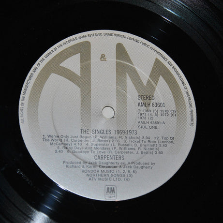 Carpenters : The Singles 1969-1973 (LP, Album, Comp, Gat)