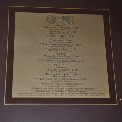Carpenters : The Singles 1969-1973 (LP, Album, Comp, Gat)
