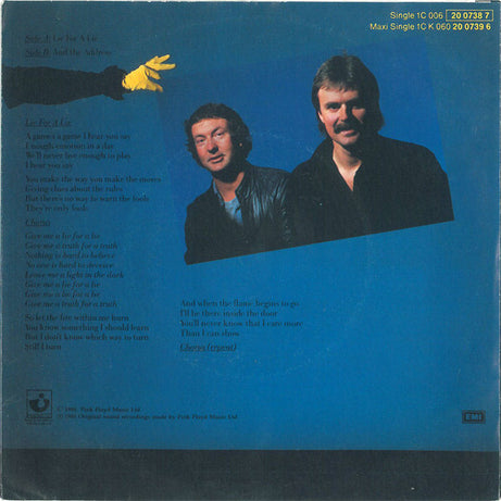 Nick Mason + Rick Fenn Featuring David Gilmour : Lie For A Lie (7", Single)