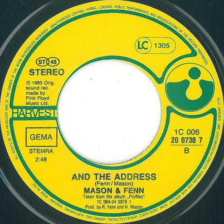 Nick Mason + Rick Fenn Featuring David Gilmour : Lie For A Lie (7", Single)