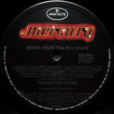 Tears For Fears : Songs From The Big Chair (LP, Album)