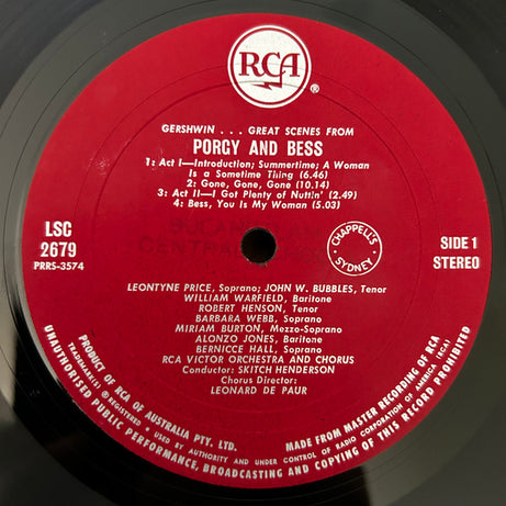 George Gershwin / Leontyne Price, William Warfield : Great Scenes From Porgy And Bess (LP, Album)