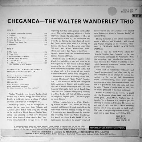 Walter Wanderley Trio : Cheganca (LP, Album)
