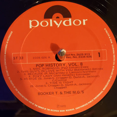 Booker T & The MG's : Pop History, Vol. 8 (2xLP, Comp)