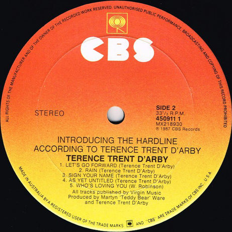 Terence Trent D'Arby : Introducing The Hardline According To Terence Trent D'Arby (LP, Album)