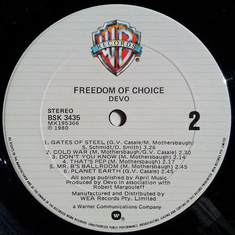 Devo : Freedom Of Choice (LP, Album)