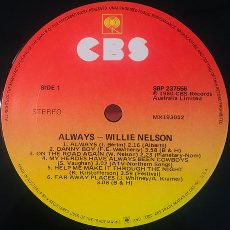 Willie Nelson : Always (LP, Album, Comp, Gat)