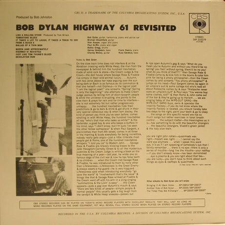 Bob Dylan : Highway 61 Revisited (LP, Album, RE)