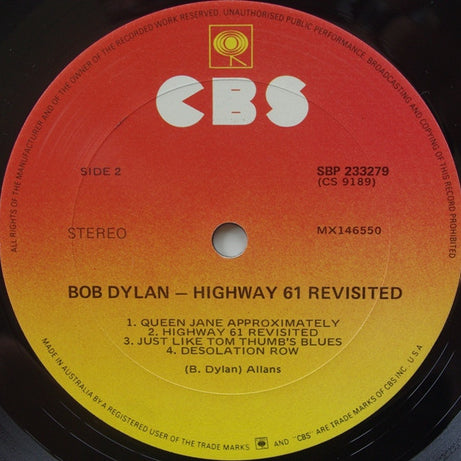 Bob Dylan : Highway 61 Revisited (LP, Album, RE)