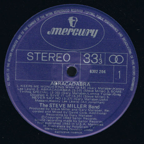 The Steve Miller Band* : Abracadabra (LP, Album)