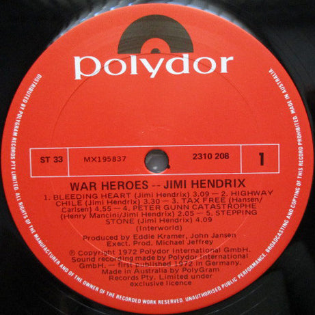 Jimi Hendrix : War Heroes (LP, Album, RE)