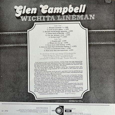 Glen Campbell : Wichita Lineman (LP, Album, RE)