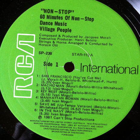 Village People : Non Stop (LP, Comp, Mixed)