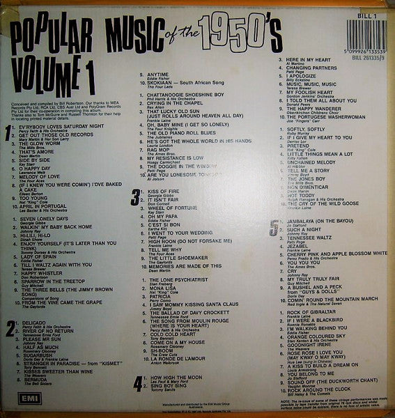 Various : Popular Music Of The 1950's Volume 1 (5xLP, Comp + Box)