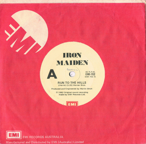 Iron Maiden : Run To The Hills (7", Single)