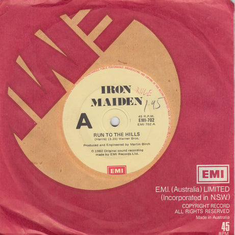 Iron Maiden : Run To The Hills (7", Single)