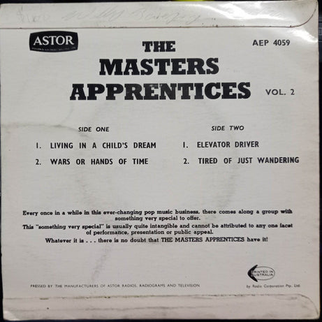 The Master's Apprentices : The Masters Apprentices Vol. 2 (7", EP)