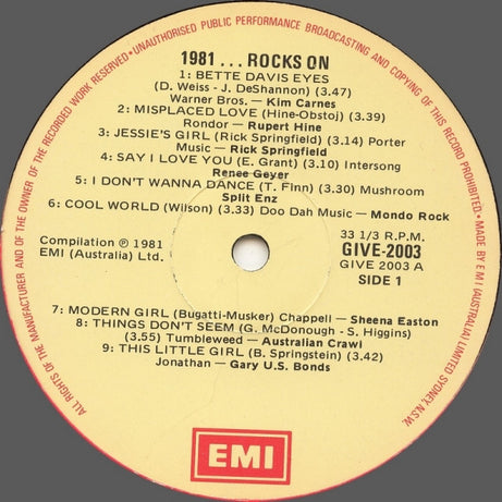Various : 1981...Rocks On (LP, Comp)