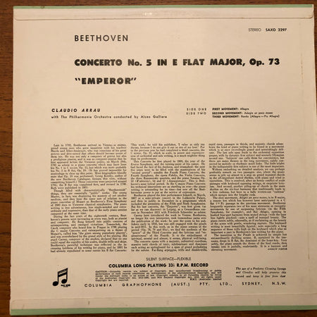 Ludwig van Beethoven / Claudio Arrau / Alceo Galliera / Philharmonia Orchestra : Piano Concerto  No. 5  In E Flat Major, "Emperor" (LP, Ste)